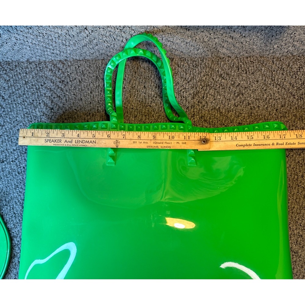 Carmen Sol Angelica Large Tote & Maria Flat Jelly Sandals 9 Italy‎ Green HTF EUC - Picture 9 of 14